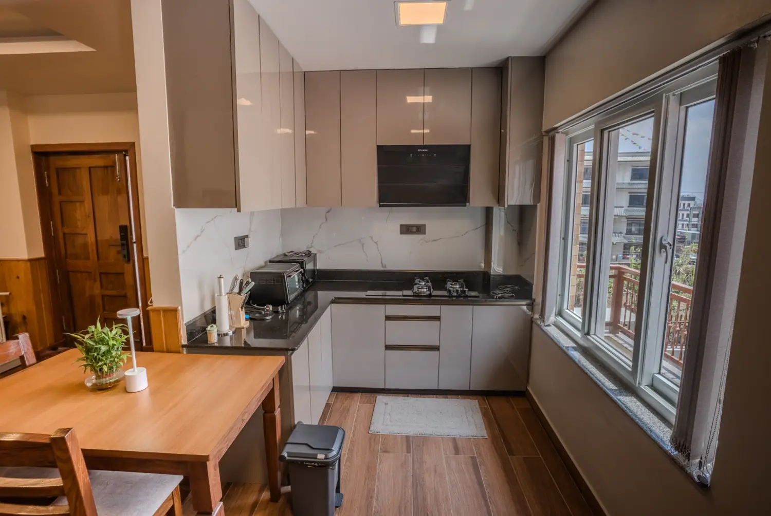 Apartment kitchen with a window